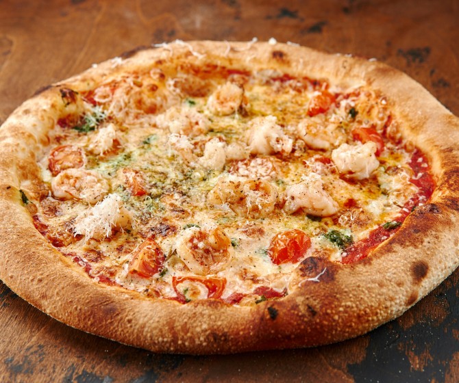 Пицца с креветками и соусом Песто 23 см