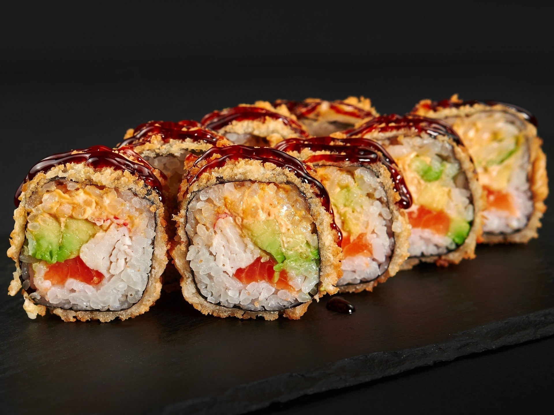 С лососем и крабом Темпура